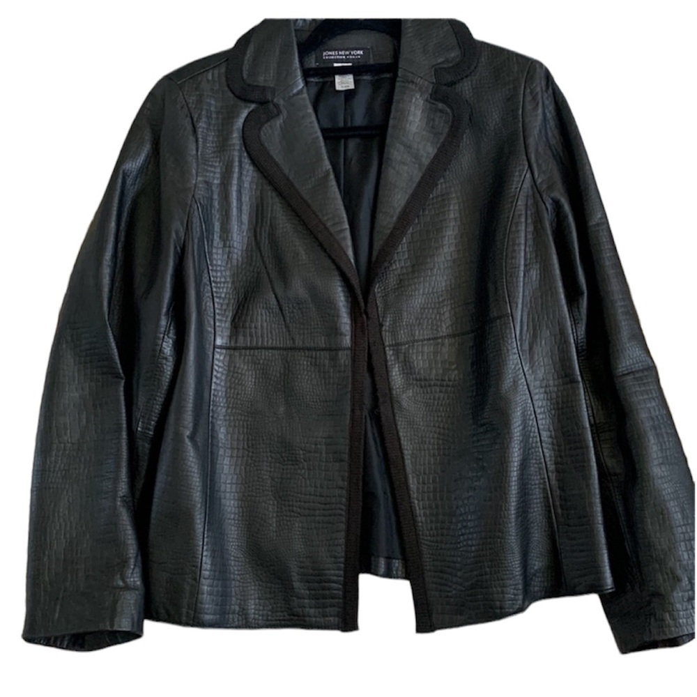 Jones New York collection women leather jacket size 1x mop wife old money
